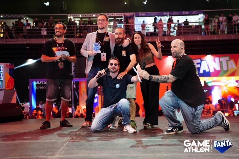 Pixel Reign team with the Hellenic Game Awards 2026 trophy